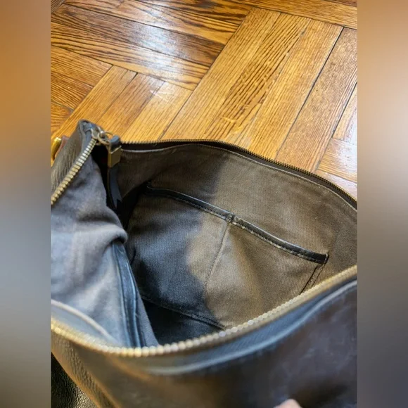 Madewell Zip-top Transport Crossbody Black and Brown Leather Bag